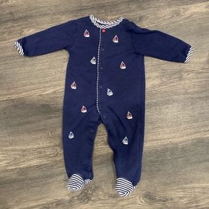 Little Me Sailboat Nautical Snap Front Footie PJs